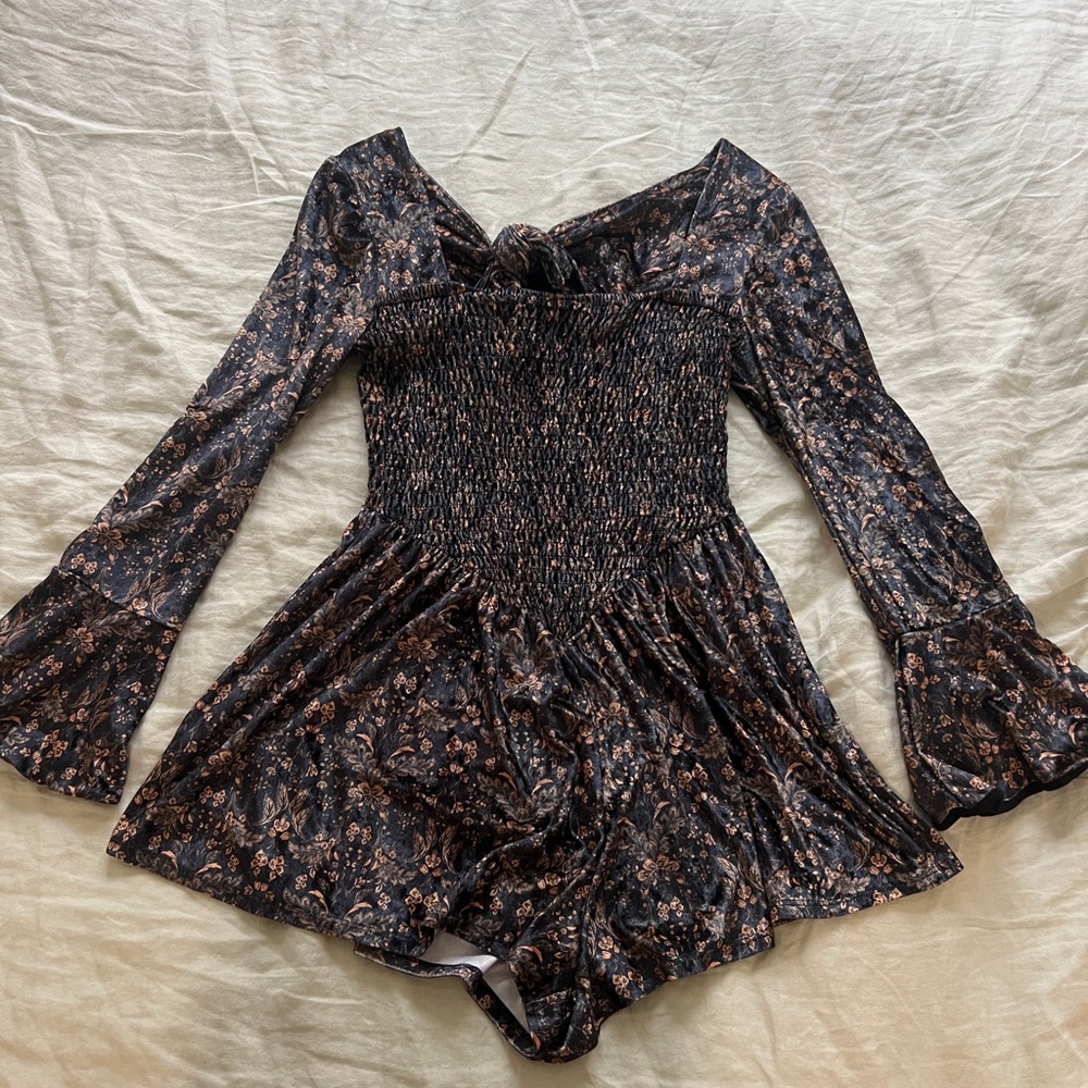 Free People Floral Long Sleeve Romper
